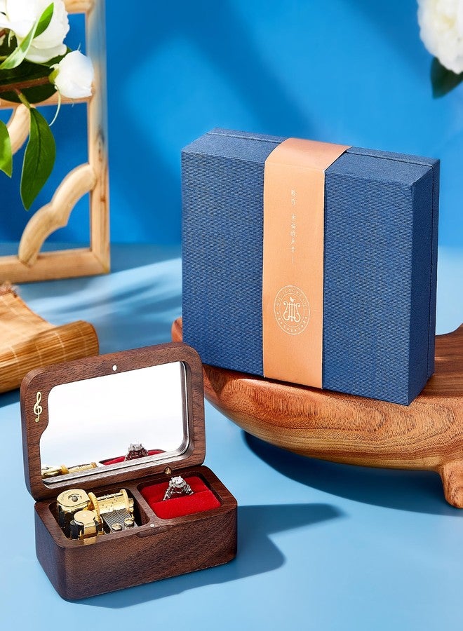 Wislist Elegant Vintage Wooden Jewelry Ring Jewelry Box, Musical Ring Box Gift for Lover Birthday Wedding Anniversary(Walnut Wood, Tune: Fly me to the moon) - Image 5